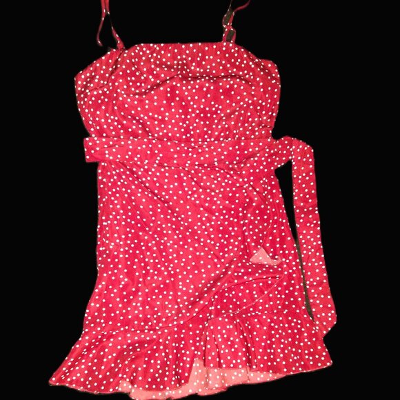 Princess Polly Dresses & Skirts - Princess Polly Caesura Mini Dress Size 10 in Red Polka Dot